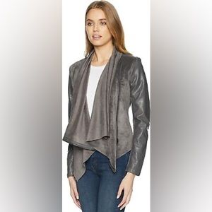 [BLANKNYC] Grey Vegan Leather/Suede Asymmetrical Zip Motojacket